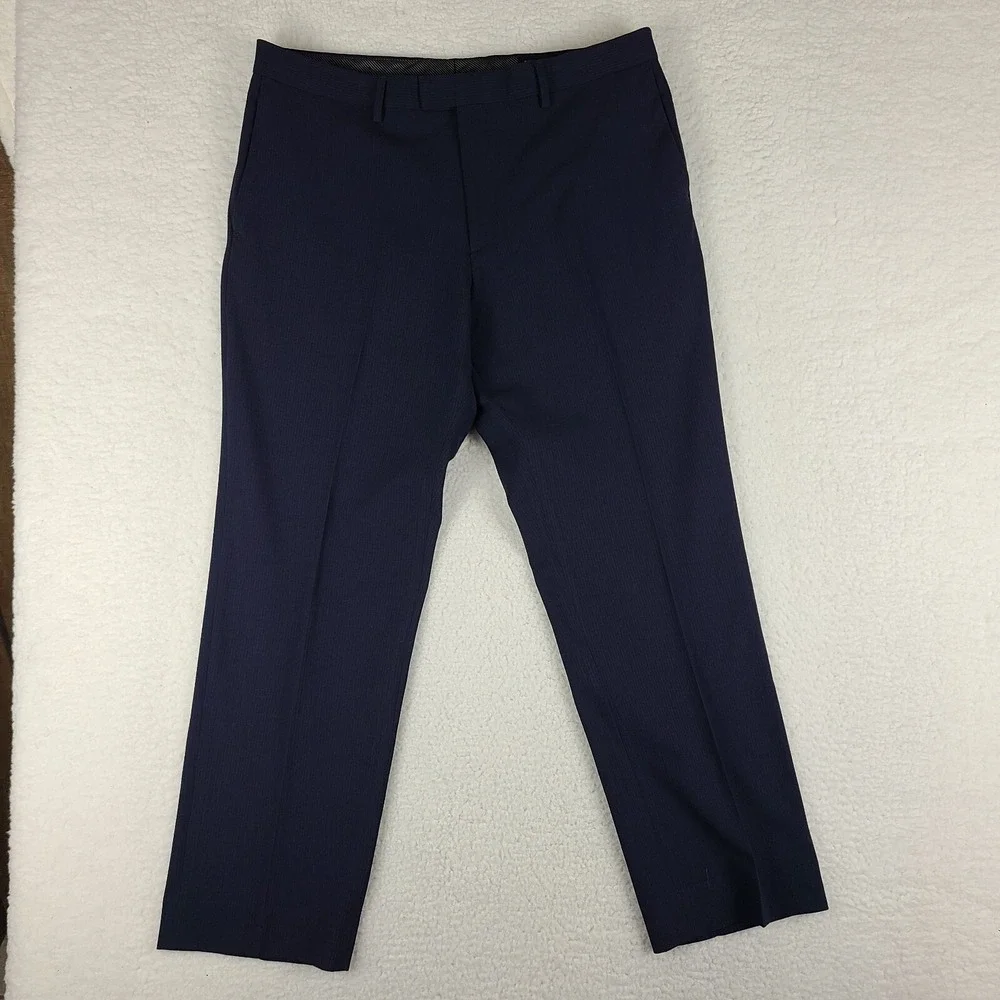 Banana Republic Dress Pants Mens 36x30 Navy‎ Blue Striped Slim Fit Slacks